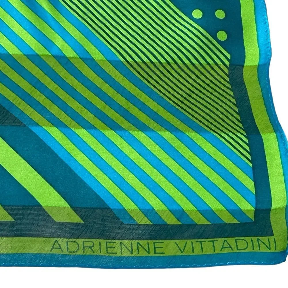 Adrienne Vittadini Green Blue Silk Scarf